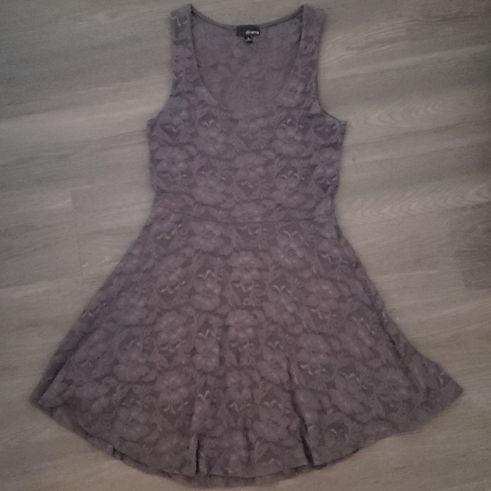 Grey floral lace dress